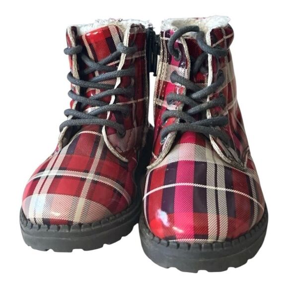 Boots Red Plaid Toddler Girls Size 4-5 Fleece Lined Zipper Toddler H&M Outdoor - Picture 2 of 10